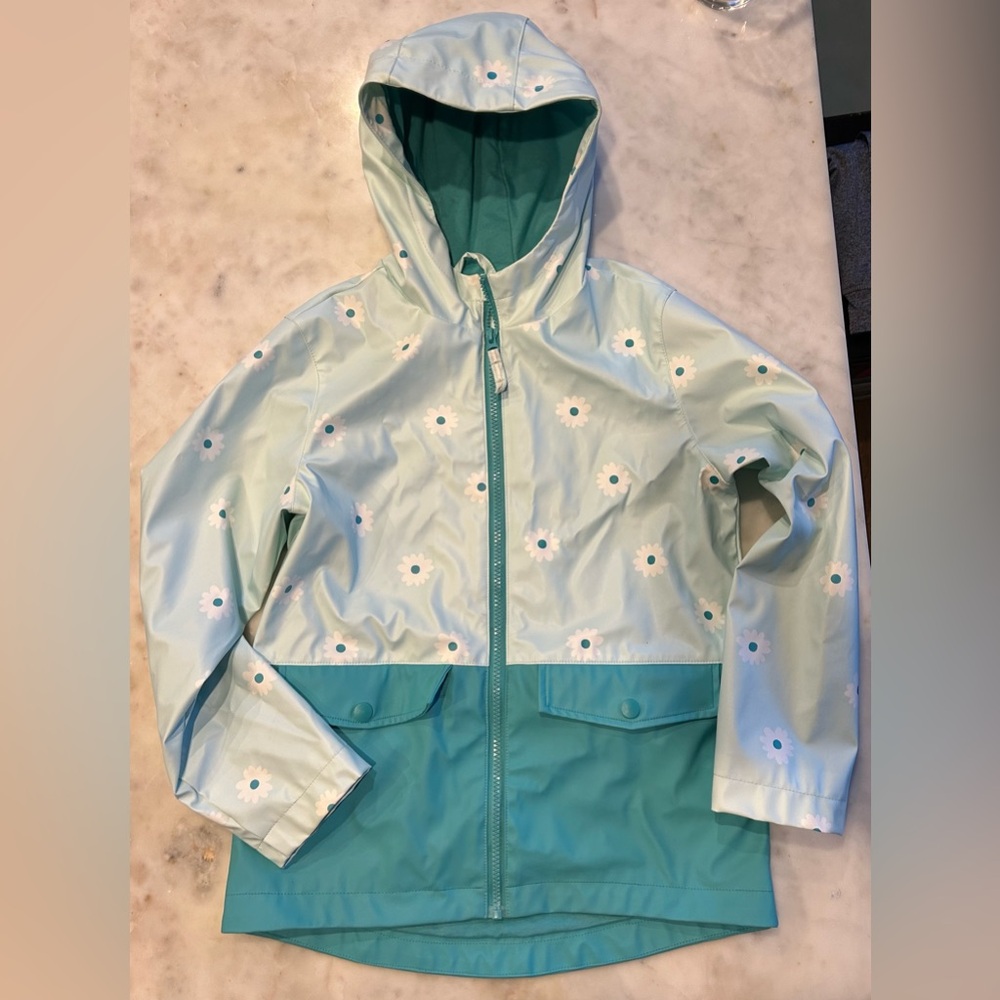 Cat & Jack Blue Raincoat with Floral Design